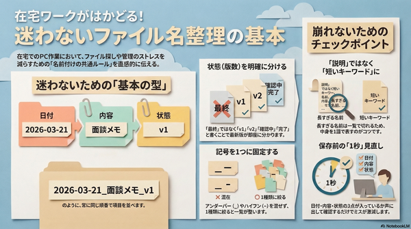 在宅でできるファイル名整理の基本|迷わない名前の付け方と保存ルール