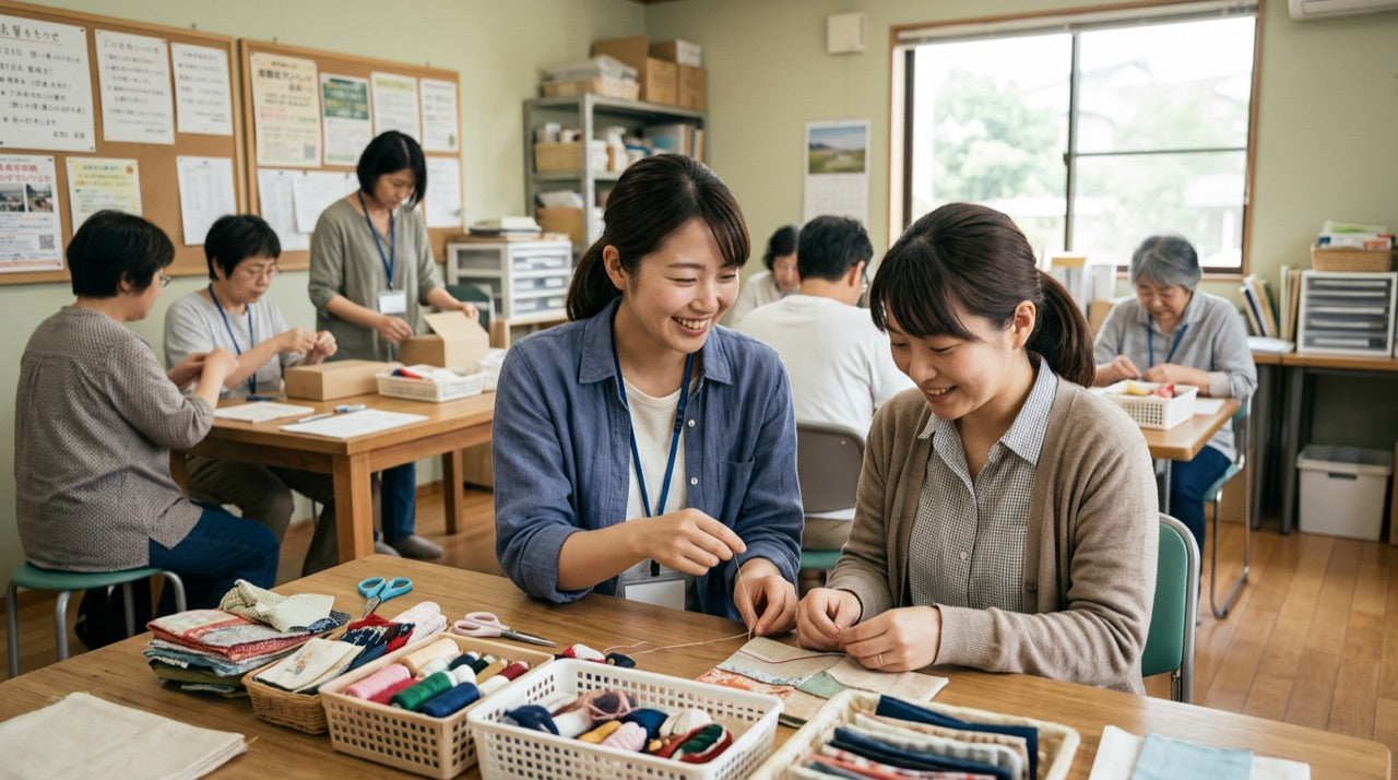 支援スタッフのチームが打ち合わせをしている様子