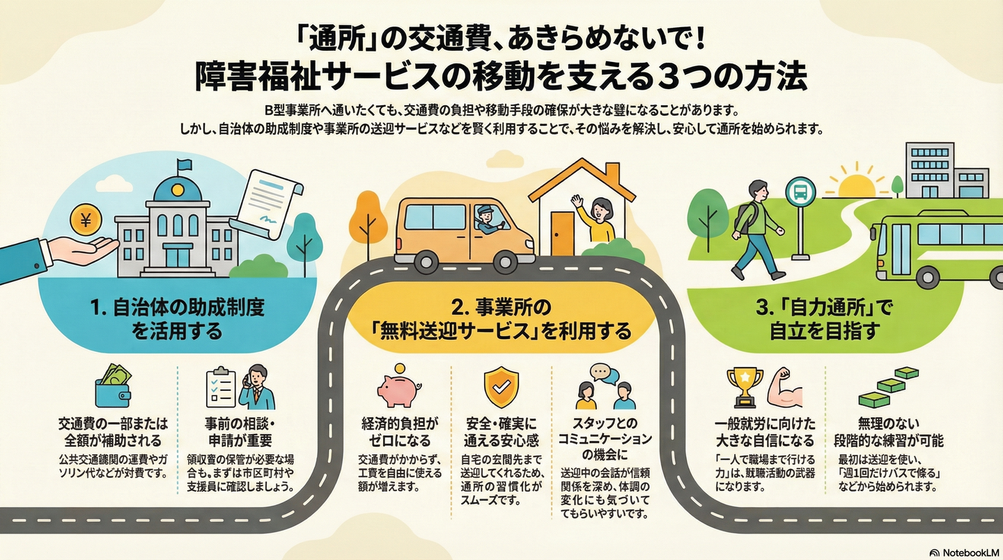 通所交通費の助成制度｜自治体の補助と送迎サービスの選び方