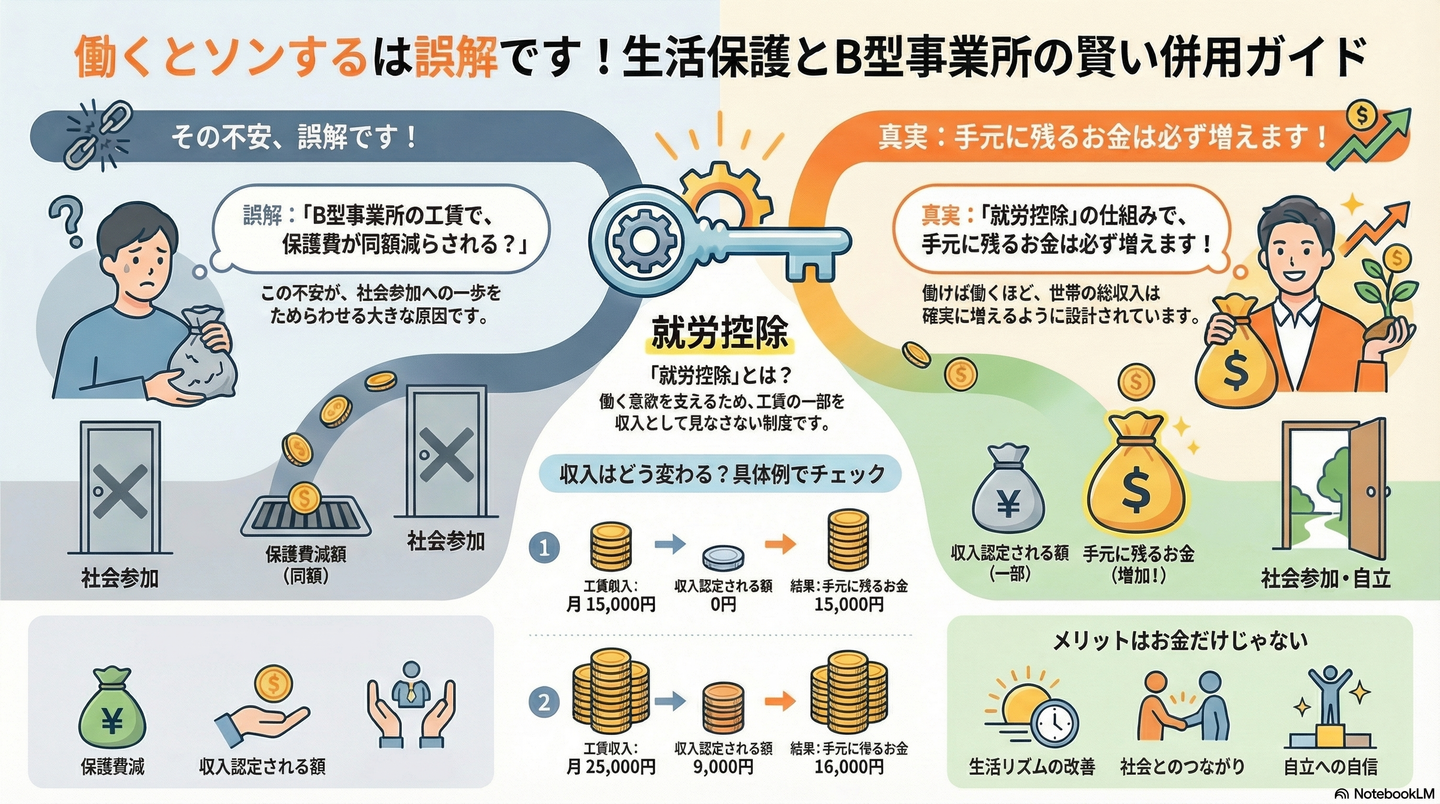 生活保護とB型事業所の併用｜工賃の収入認定と控除の仕組み