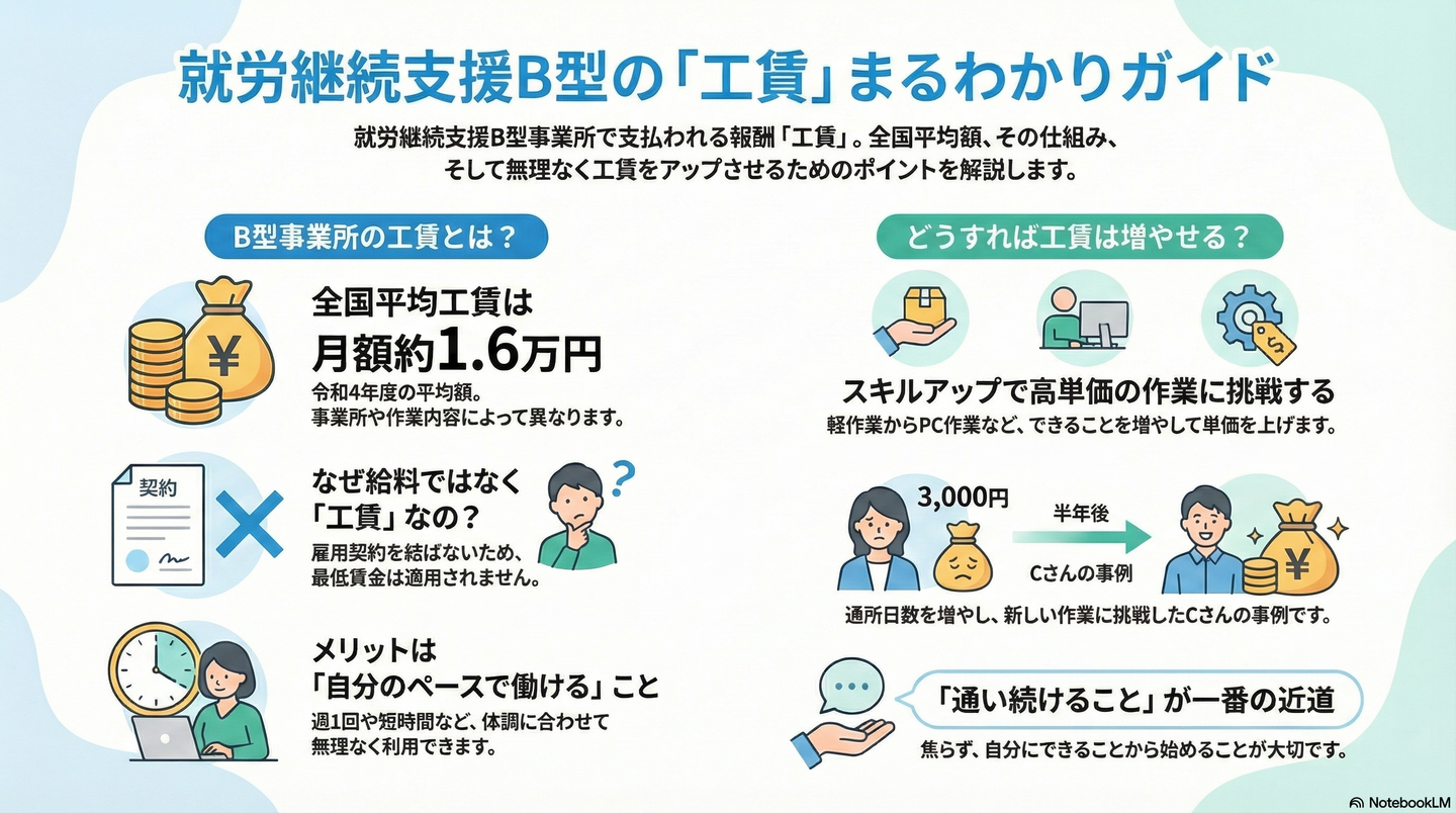 工賃はいくらもらえる？B型の平均工賃とアイデンドの仕組み
