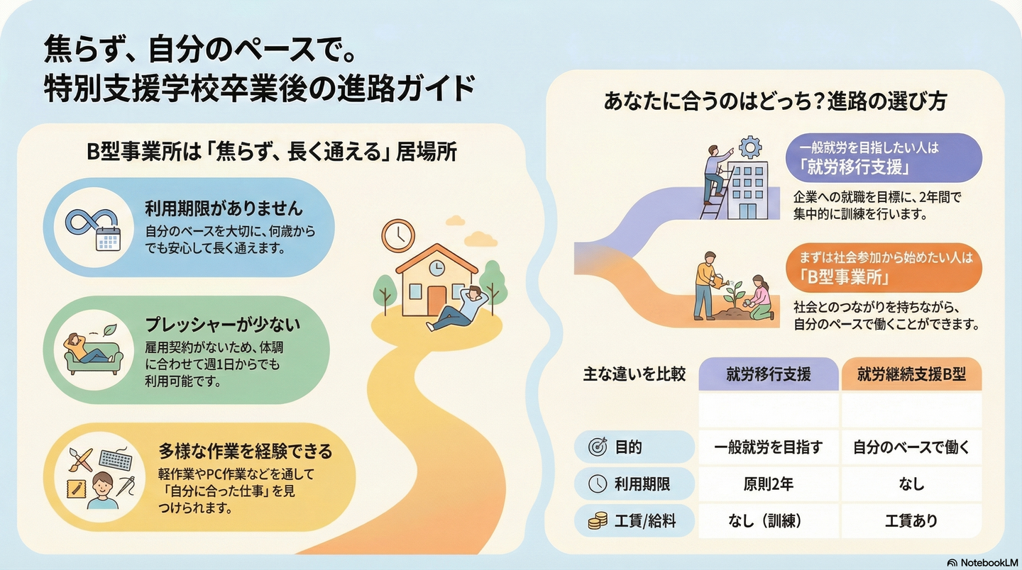 特別支援学校卒業後の進路。B型事業所を選ぶメリットとは