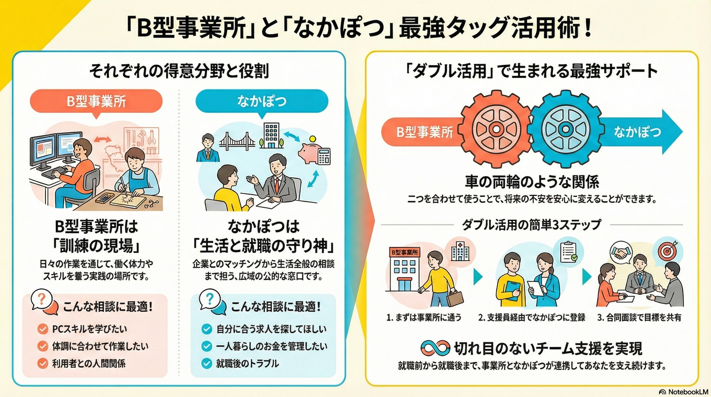 障害者就業・生活支援センターとB型事業所の連携｜賢い使い分けのポイント