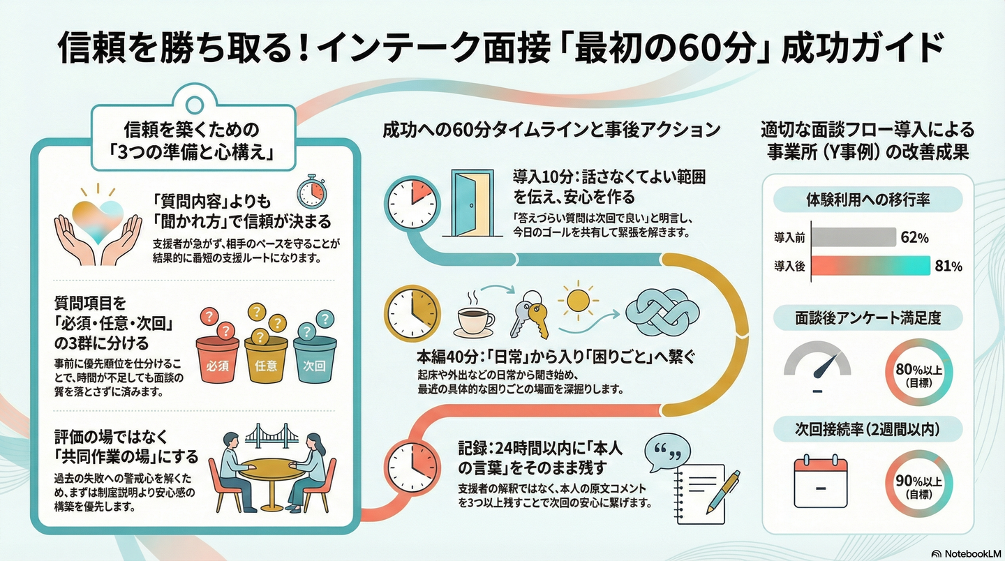 インテーク面接：最初の60分で信頼を勝ち取る傾聴法