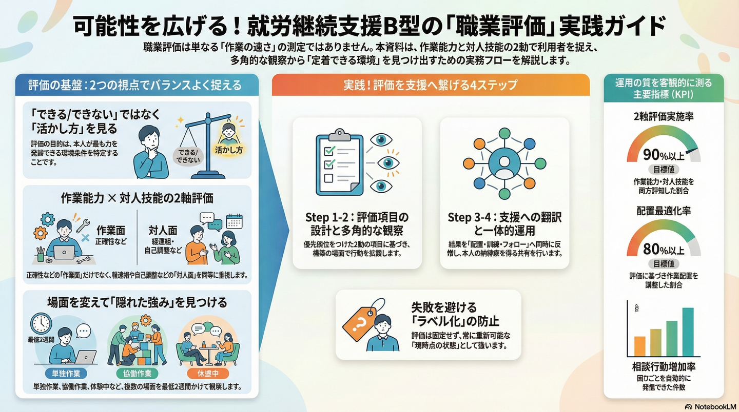 職業評価の視点：作業能力と対人技能をどう見るか