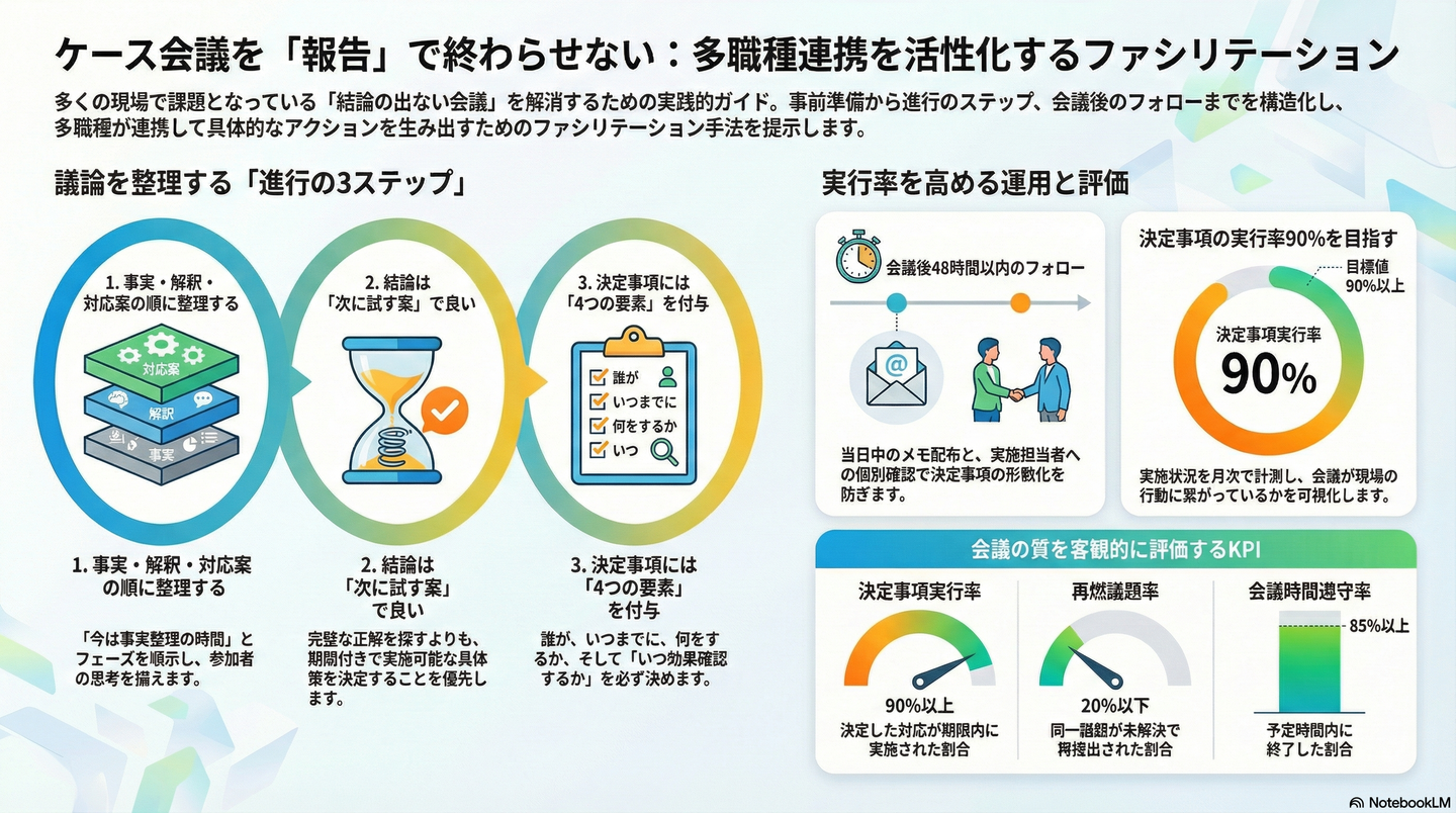 ケース会議の回し方：多職種連携を活性化するファシリテーション