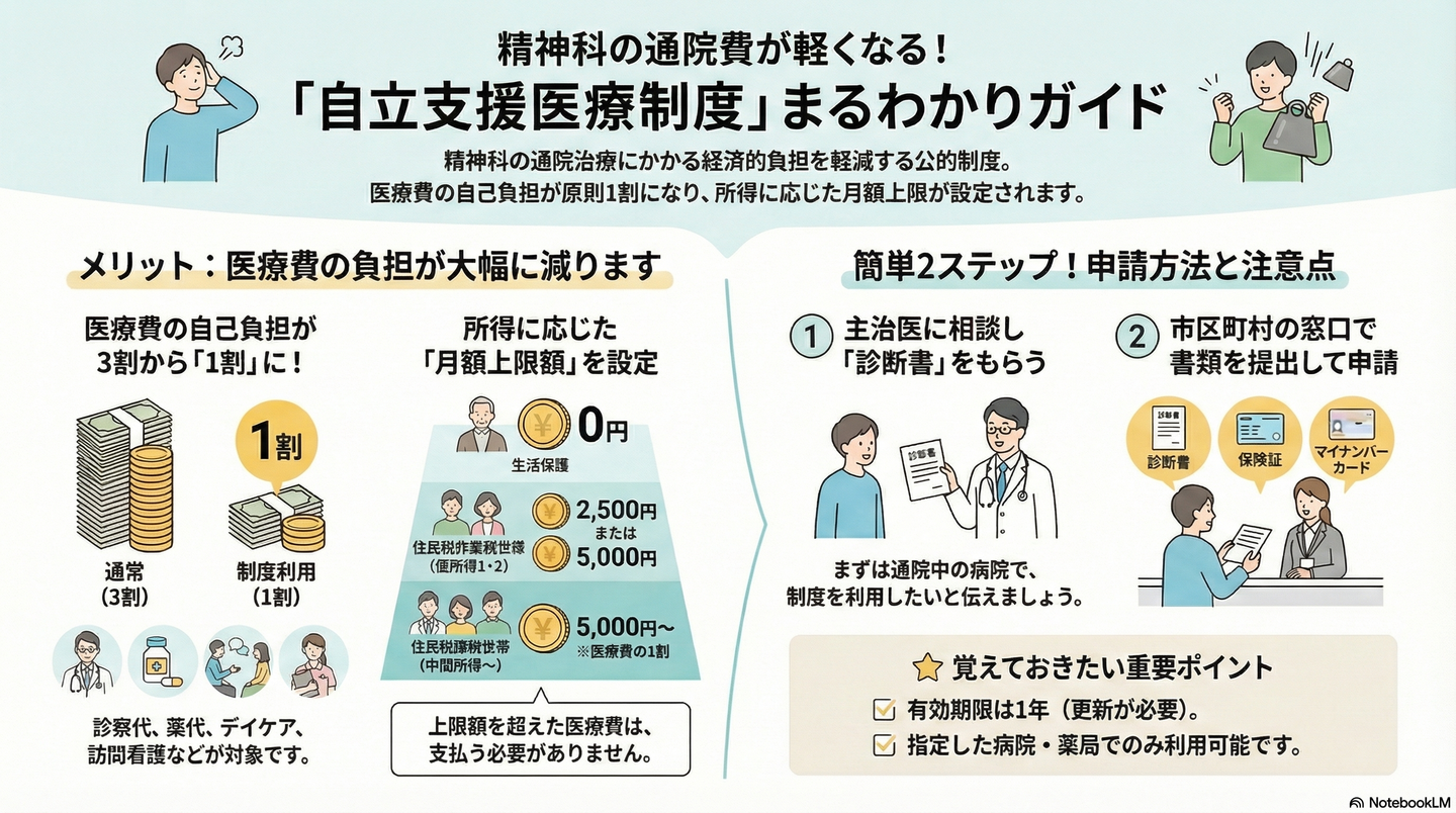 自立支援医療制度（精神通院）とは？通院費が1割負担になる仕組みと申請方法