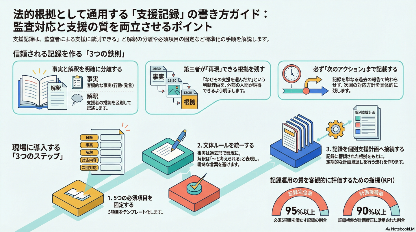 記録の書き方：法的根拠となる支援記録のポイント