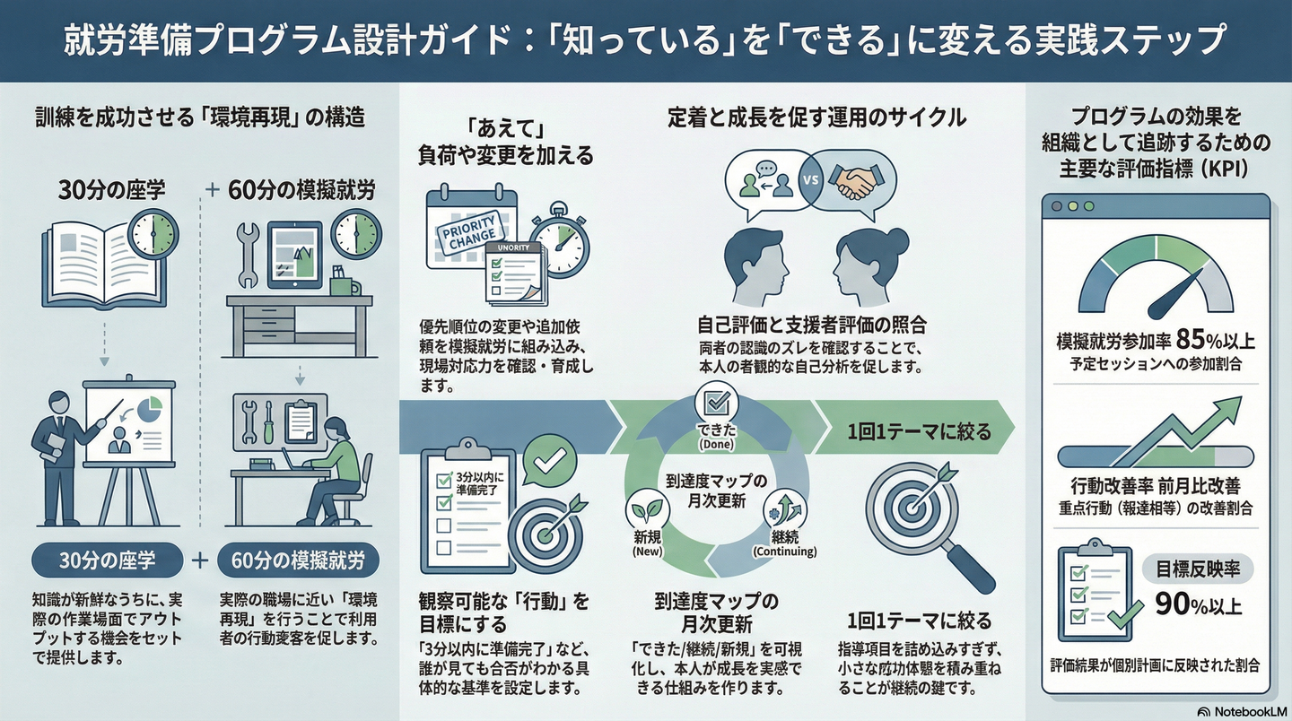 就労準備プログラム：ビジネスマナーと模擬就労