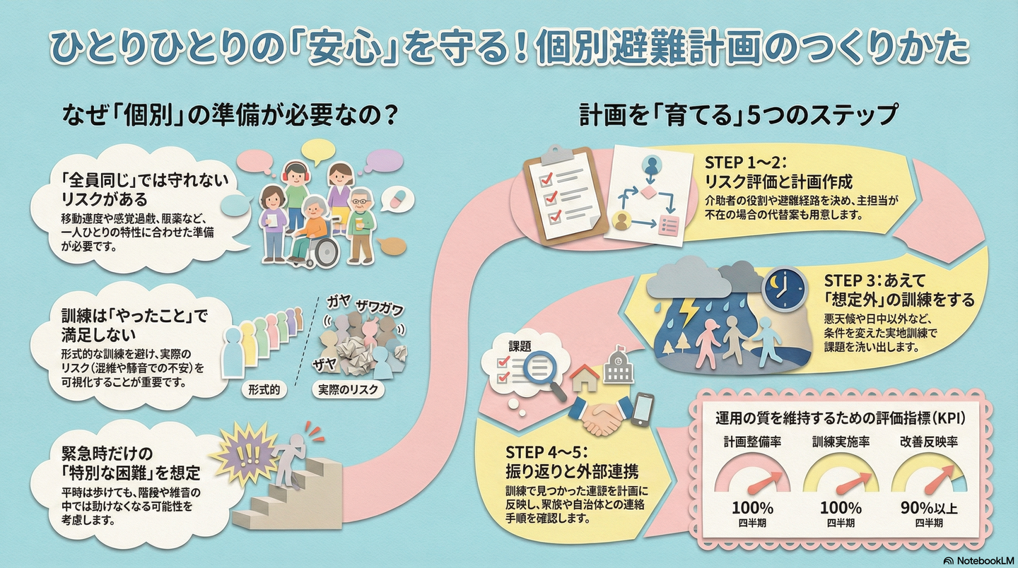 災害時の避難訓練と個別避難計画