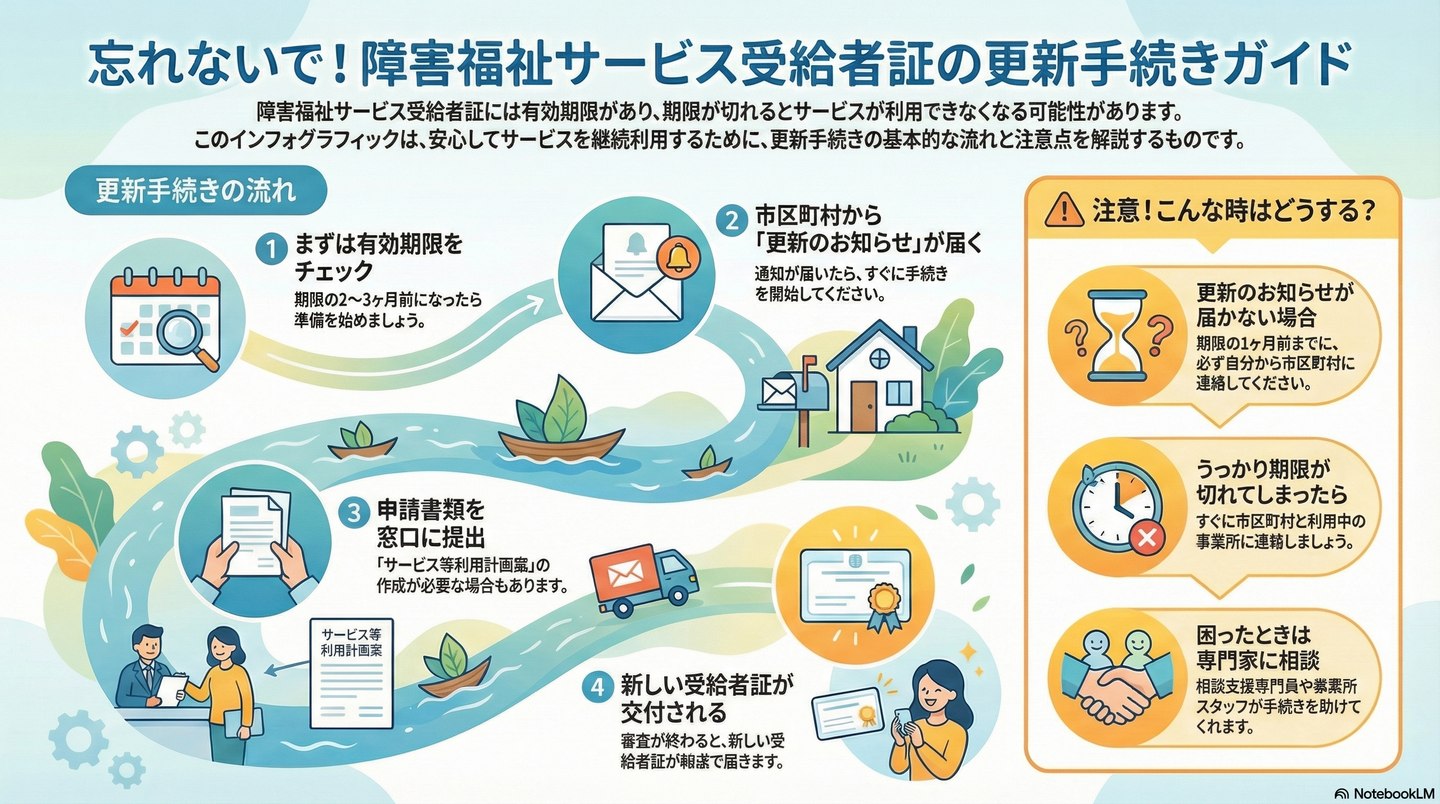 障害福祉サービス受給者証の更新手続きとは？期限切れを防ぐためのポイント