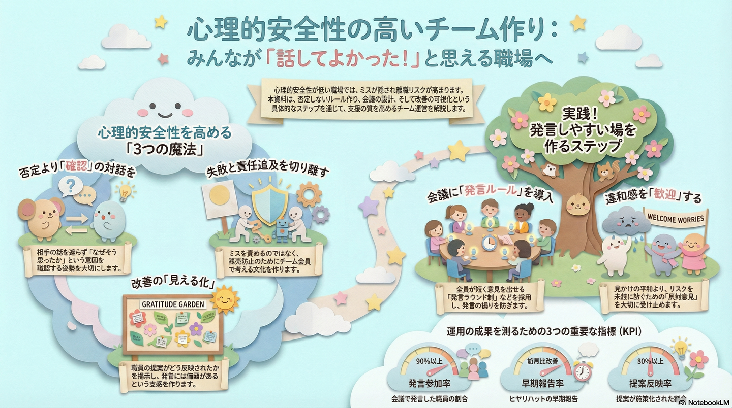 心理的安全性の高いチーム作り：発言しやすい職場へ