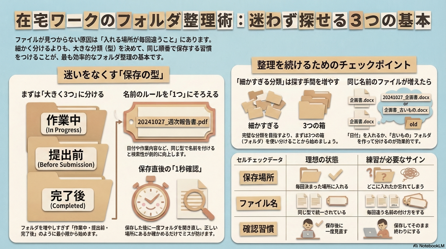 在宅でできるフォルダ整理の基本｜迷わず探せる置き方と分け方