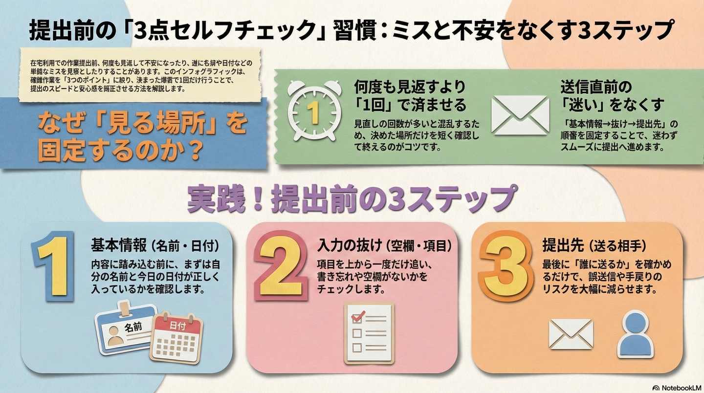 在宅でできる提出前セルフチェックの習慣｜出す前に見直してミスを減らす