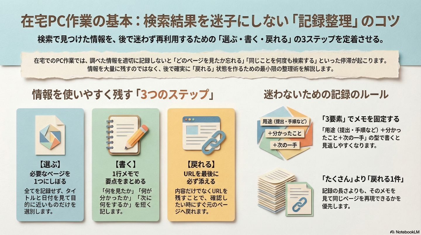 在宅でできる検索結果の記録整理の基本｜見つけた情報をあとで使いやすく残す