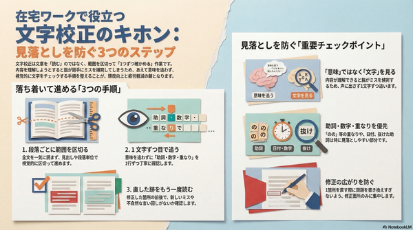 在宅でできる文字校正の初歩｜見落としを減らして落ち着いて読み直す方法