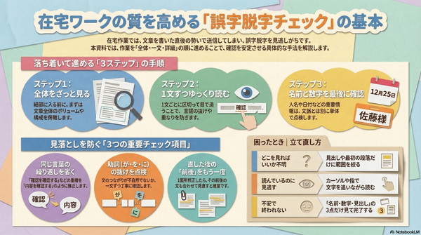 在宅でできる誤字脱字チェックの基本｜見落としやすい文字を落ち着いて確かめる