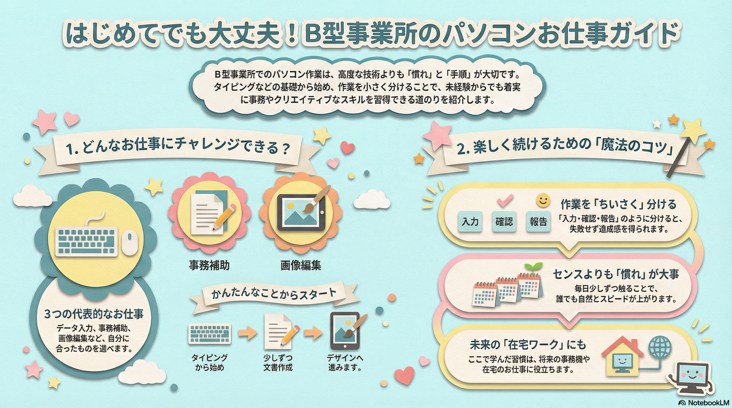 B型事業所のパソコン作業の種類｜未経験から始めるIT・事務ワーク入門