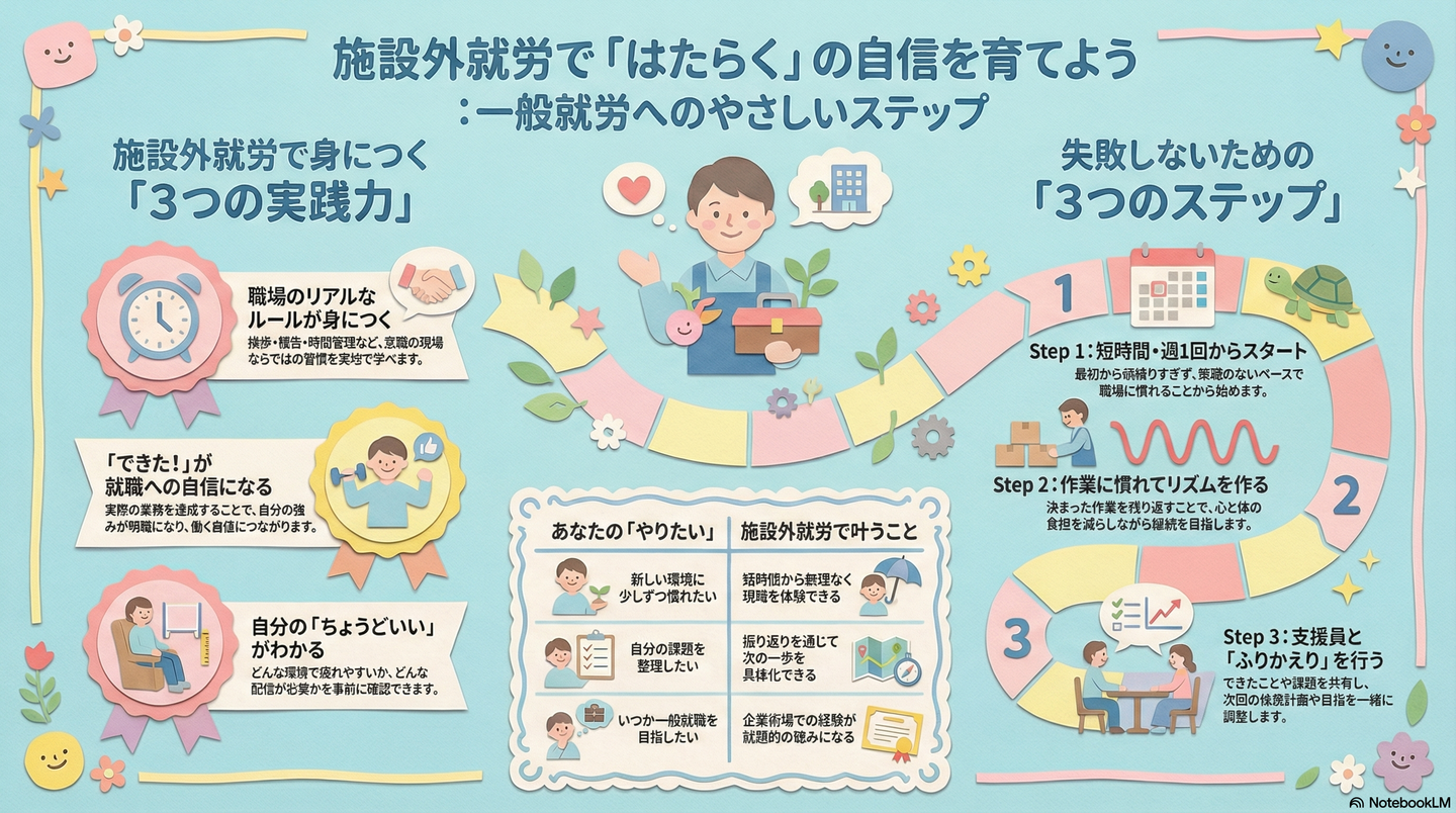 施設外就労のメリット｜一般就労に近い環境で経験を積むステップ