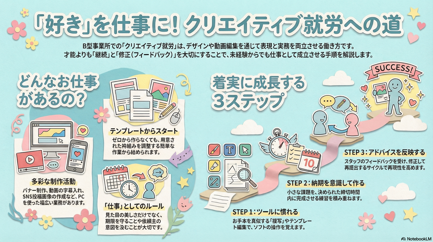クリエイティブ就労とは？デザイン・動画・発信を仕事にするB型の可能性