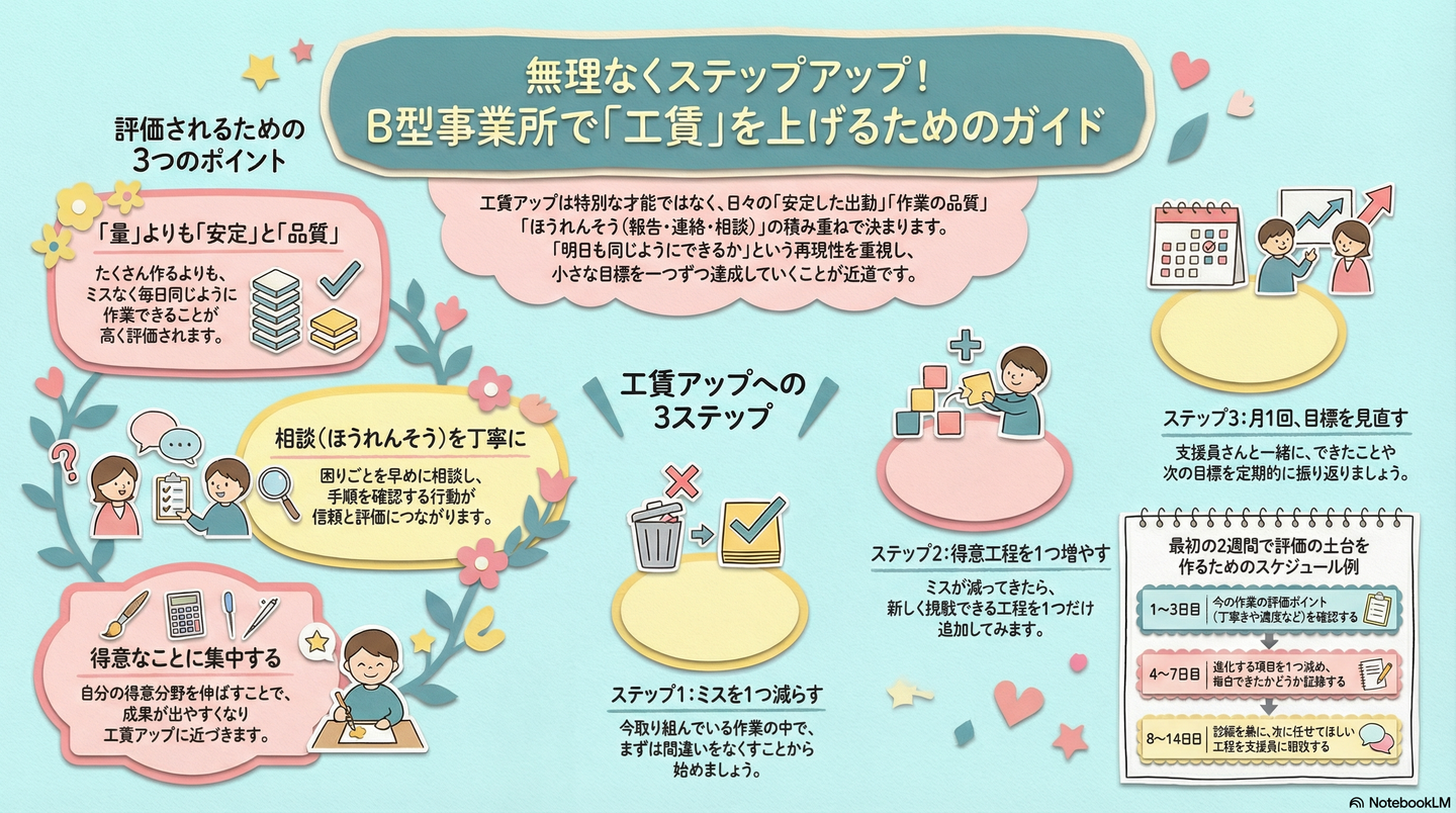 工賃アップへの挑戦｜B型事業所で収入を伸ばす現実的なステップ