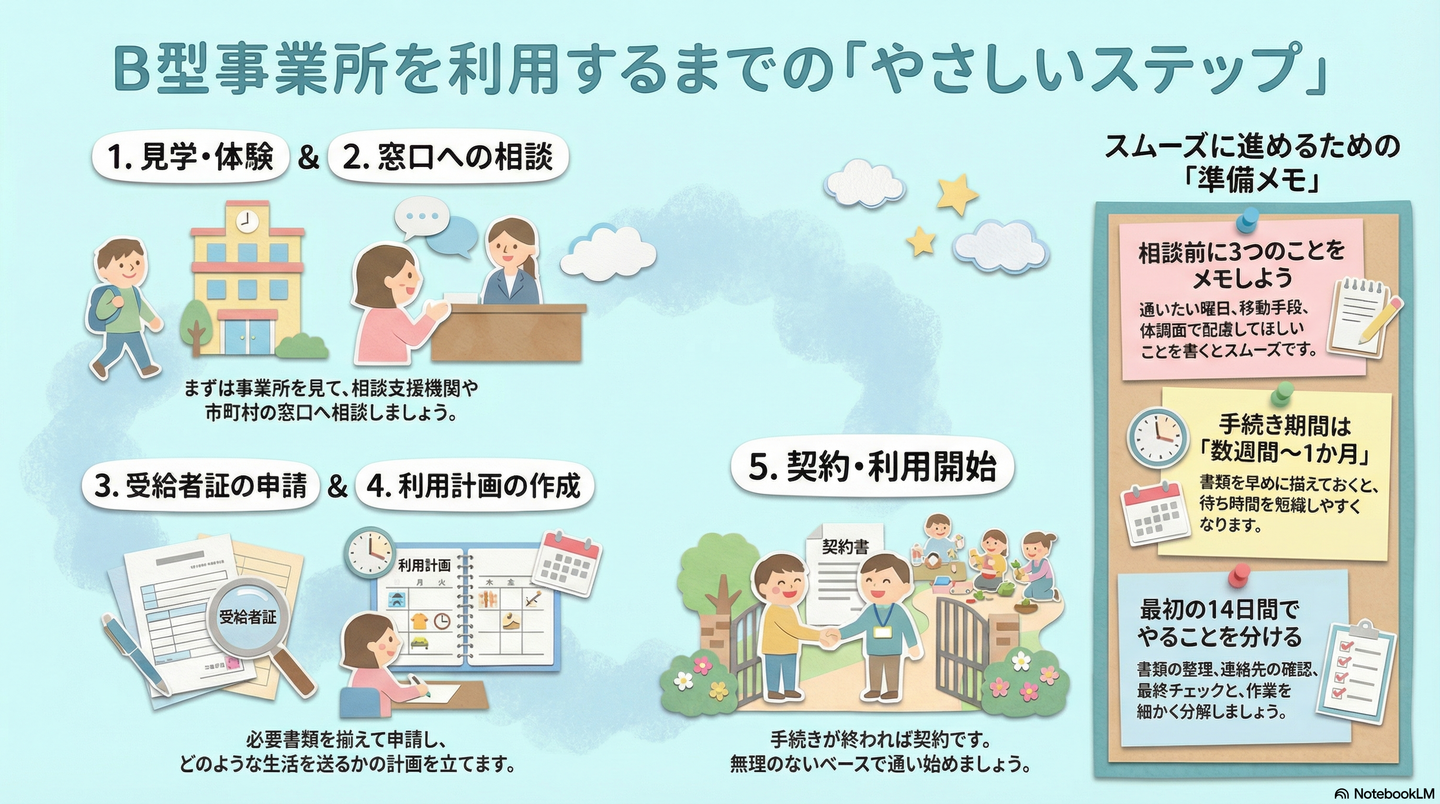 【Q&A】サービス利用の手続きは難しい？B型利用開始までの流れ