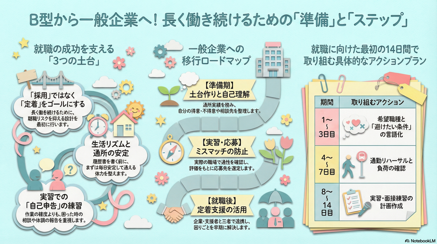 【事例】一般企業へのステップ｜B型で土台を作って就職定着につなげた流れ