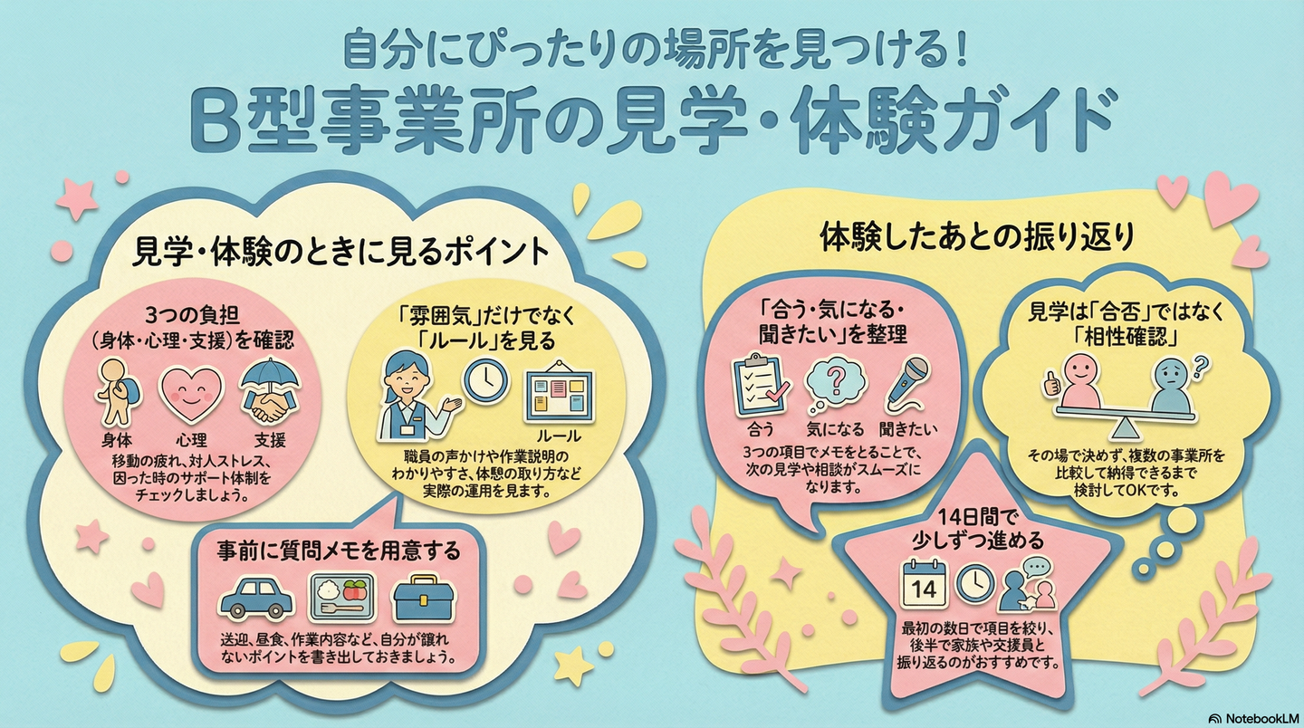 【ガイド】見学者必見！体験利用で確認すべきポイントと当日の流れ