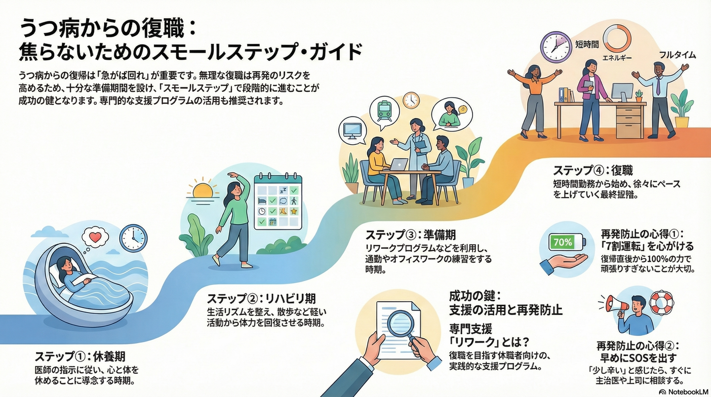 うつ病からの復職支援とスモールステップ｜焦らず確実に社会復帰する方法