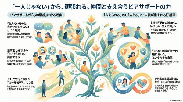 【対人スキル】ピアサポート｜「一人じゃない」という実感が、働き続ける力になる 要約図解
