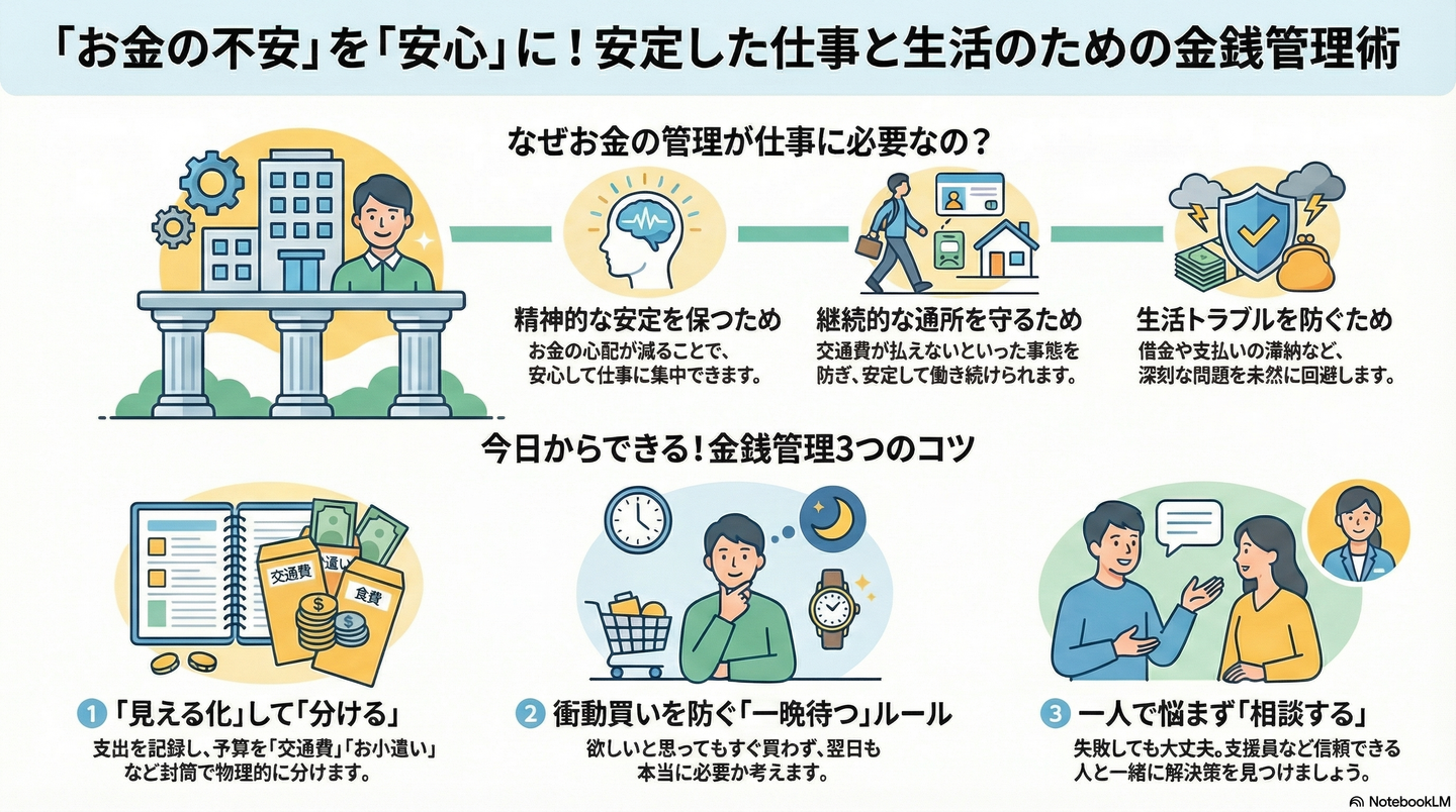 【生活スキル】金銭管理｜安定した生活と就労を支える「お金の付き合い方」 要約図解
