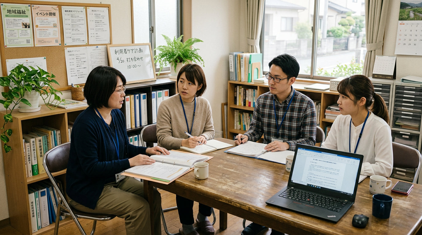 支援方針を話し合うスタッフ